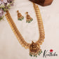 Traditional Antique Nagas Lakshmi Kasu Haaram With Green Bead Drops LH2095