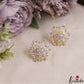 Beautiful Floral Gold-Tone Diamond-Finish Stud Earrings E1070