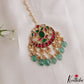 Elegant Teardrop Motifs Maang Tikka With Green Bead Drops MT391 (Available In 2 Colors)