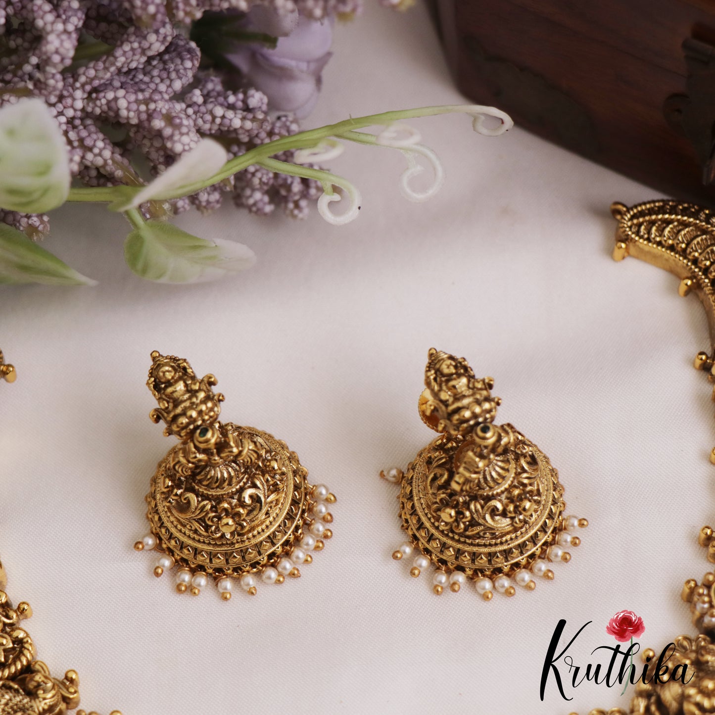 Premium Antique Nagas Peacock Motifs Choker With Pearl Drops NC2800