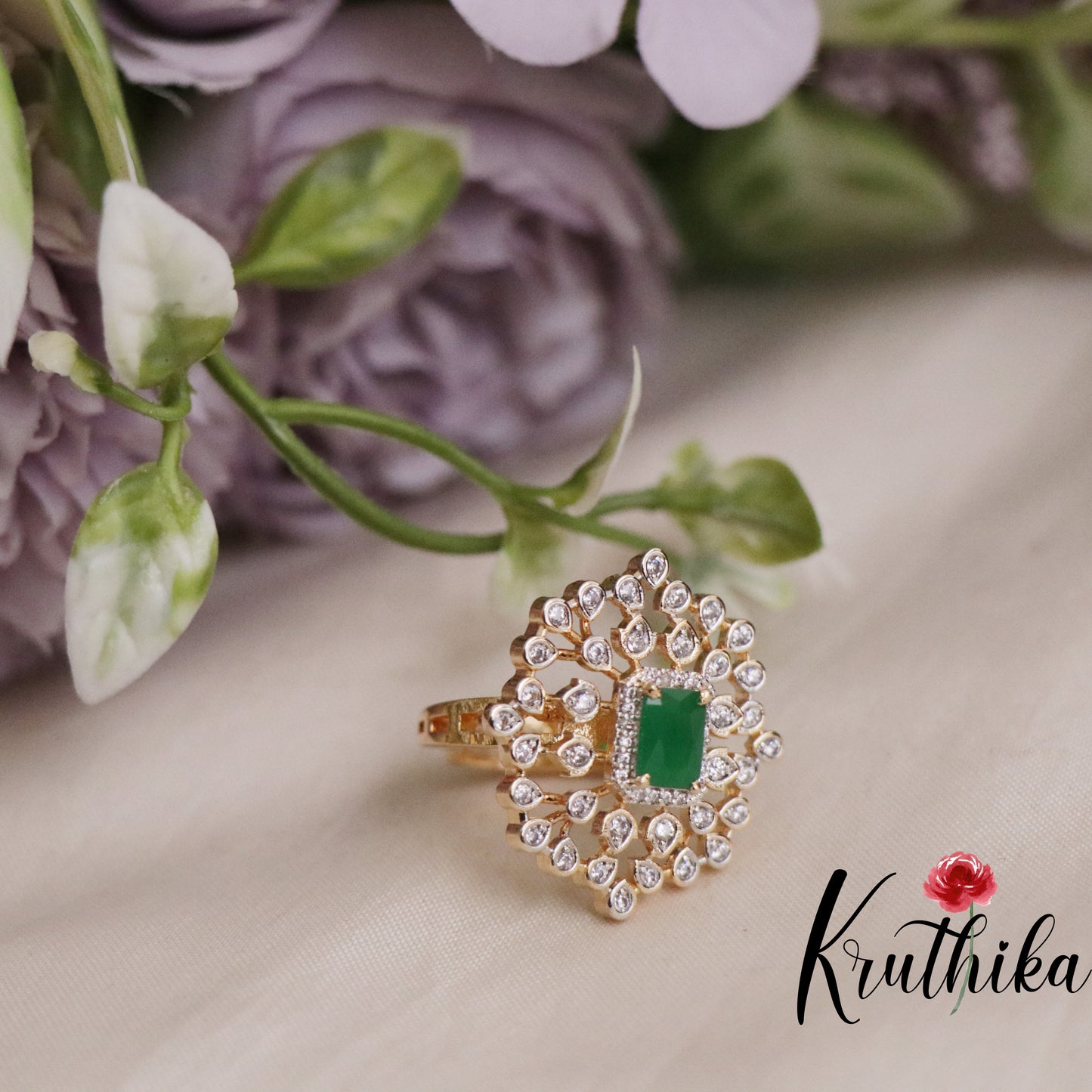 Simple CZ Sparkling Finger Ring R49 (Available in 3 Colours)