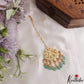 Elegant Teardrop Motifs Maang Tikka With Green Bead Drops MT391 (Available In 2 Colors)