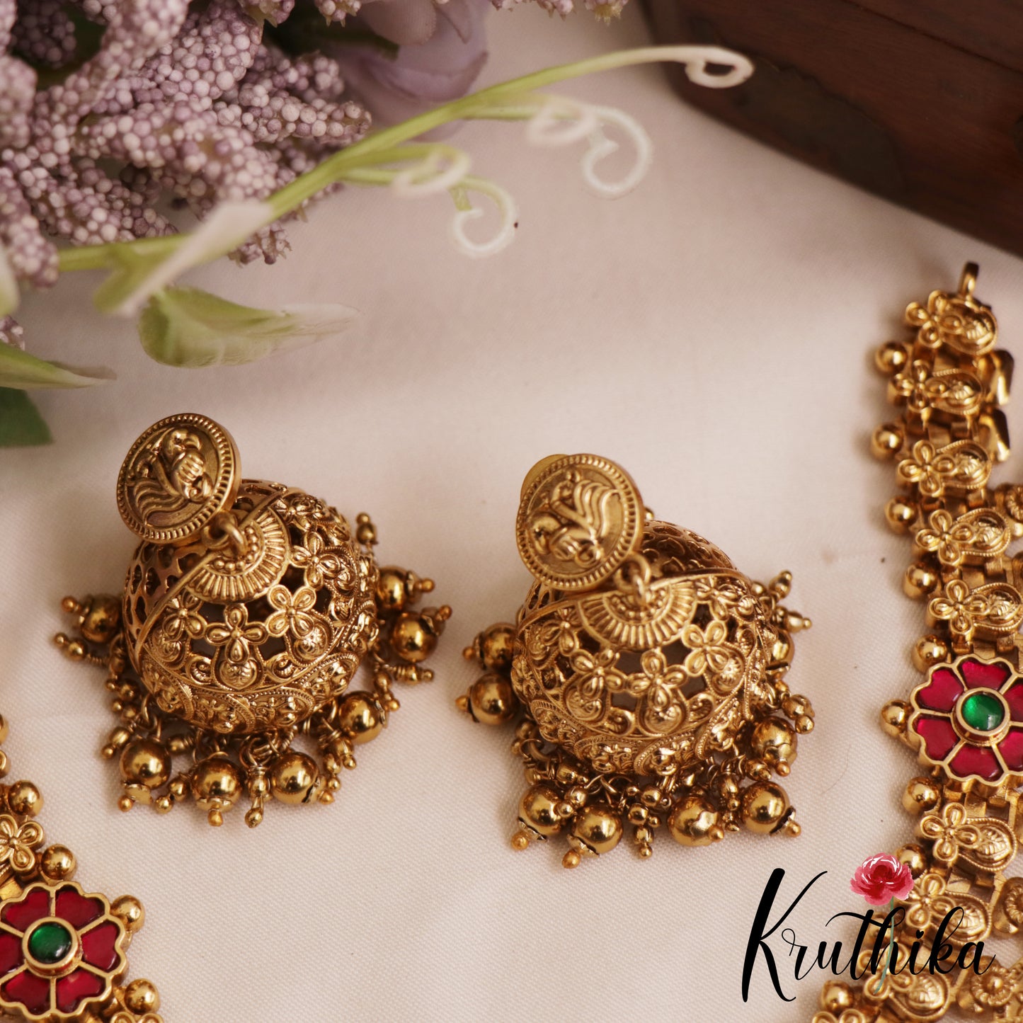 Beautiful Antique Peacock Motifs Kasu Jadau Choker NC2845 (Available In 2 Colors)