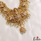 Premium Antique Nagas Lakshmi Peacock Motifs Necklace With Mint Green Bead Drops NC3078