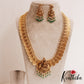 Traditional Antique Nagas Lakshmi Kasu Haaram With Green Bead Drops LH2095