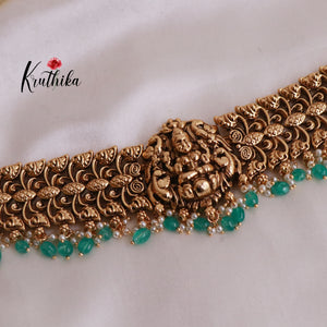 Elegant Lakshmi Chocker With Pastel Green Beads NC1853