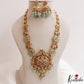 Stunning Antique Nagas Peacock Motifs Temple Haaram With Green Bead Drops LH2177
