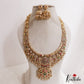 Premium Antique Floral Peacock Motifs Jadau Haaram With Pearl Bead Drops LH2108
