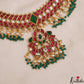 Gorgeous Geometric Peacock Motifs Jadau Necklace With Pearl Bead Drops NC3001