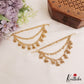 Beautiful Triple Strand Gold Bead Earchains With Jhumka EC204
