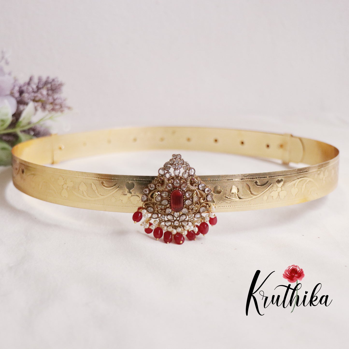 Beautiful AD Sparkling Bead Drops Victorian Pendant Vaddanam  V265 (Available in 4 Colours)