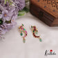 Beautiful Peacock Motifs Jadau Ear Climbers With Green Bead Drops E908