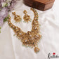 Premium Antique Nagas Lakshmi Peacock Motifs Necklace With Mint Green Bead Drops NC3078