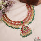 Gorgeous Geometric Peacock Motifs Jadau Necklace With Pearl Bead Drops NC3001