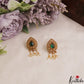 Elegant Antique Floral Teardrop Stud Earrings With Pearl Drops E1071