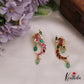 Beautiful Peacock Motifs Jadau Ear Climbers With Green Bead Drops E908