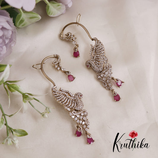 Classic CZ Sparkling Victorian Peacock Earcuff E853 (Available in 3 Colors)