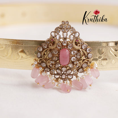 Beautiful AD Sparkling Bead Drops Victorian Pendant Vaddanam  V265 (Available in 4 Colours)