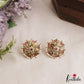 Elegant Pearl Border Floral Stud Earrings E1088 (Available In 3 Colors)
