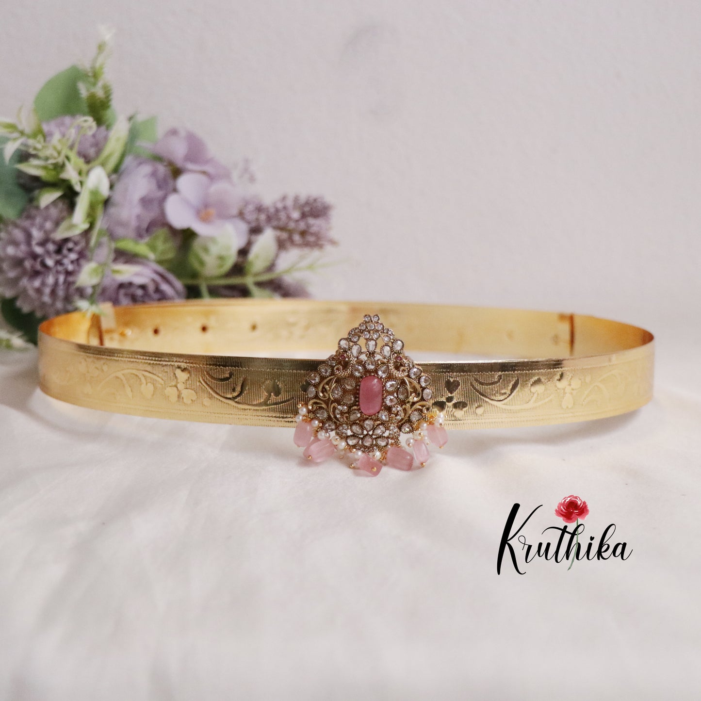 Beautiful AD Sparkling Bead Drops Victorian Pendant Vaddanam  V265 (Available in 4 Colours)