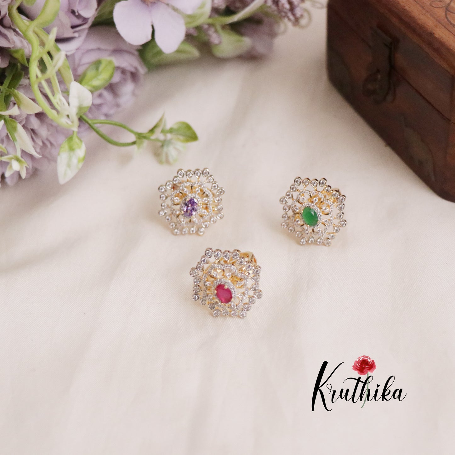 Beautiful CZ Sparking Finger Ring R50 (Available in 3 Colours)