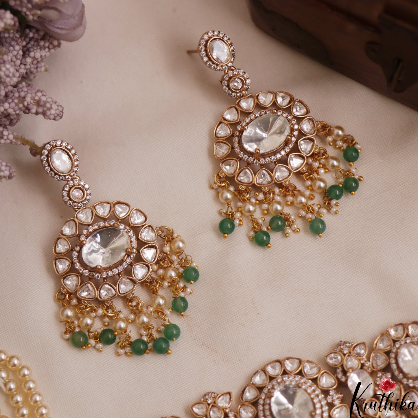 Stunning Polki Victorian Choker With Multi Pearl Strand Chain NC3002 (Available IN 2 Colors)