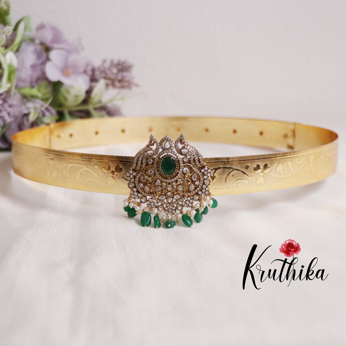 Beautiful Light Weight CZ Sparking Peacock Victorian Hip Belt V267 (Available in 4 Colours)