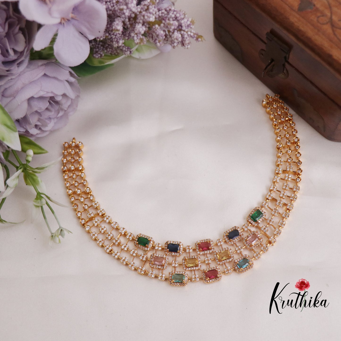 Trendy CZ Three Layer Choker NC2316 (Available in 6 Colours)