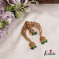 Gorgeous Antique Lakshmi Motifs Jhumka Jadau Jada Billa With Green Bead Drops J327