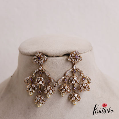 Stunning AD Stones Sparkling Layered Jhumka Earrings E791