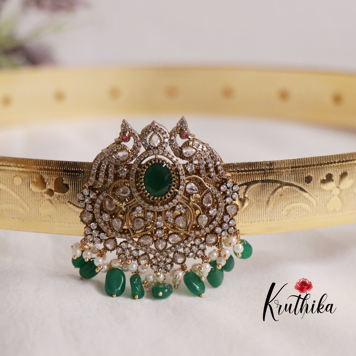 Beautiful Light Weight CZ Sparking Peacock Victorian Hip Belt V267 (Available in 4 Colours)