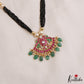 Classic Floral Jadau Pendant With Multi Layered Black Beads Chain NC2962