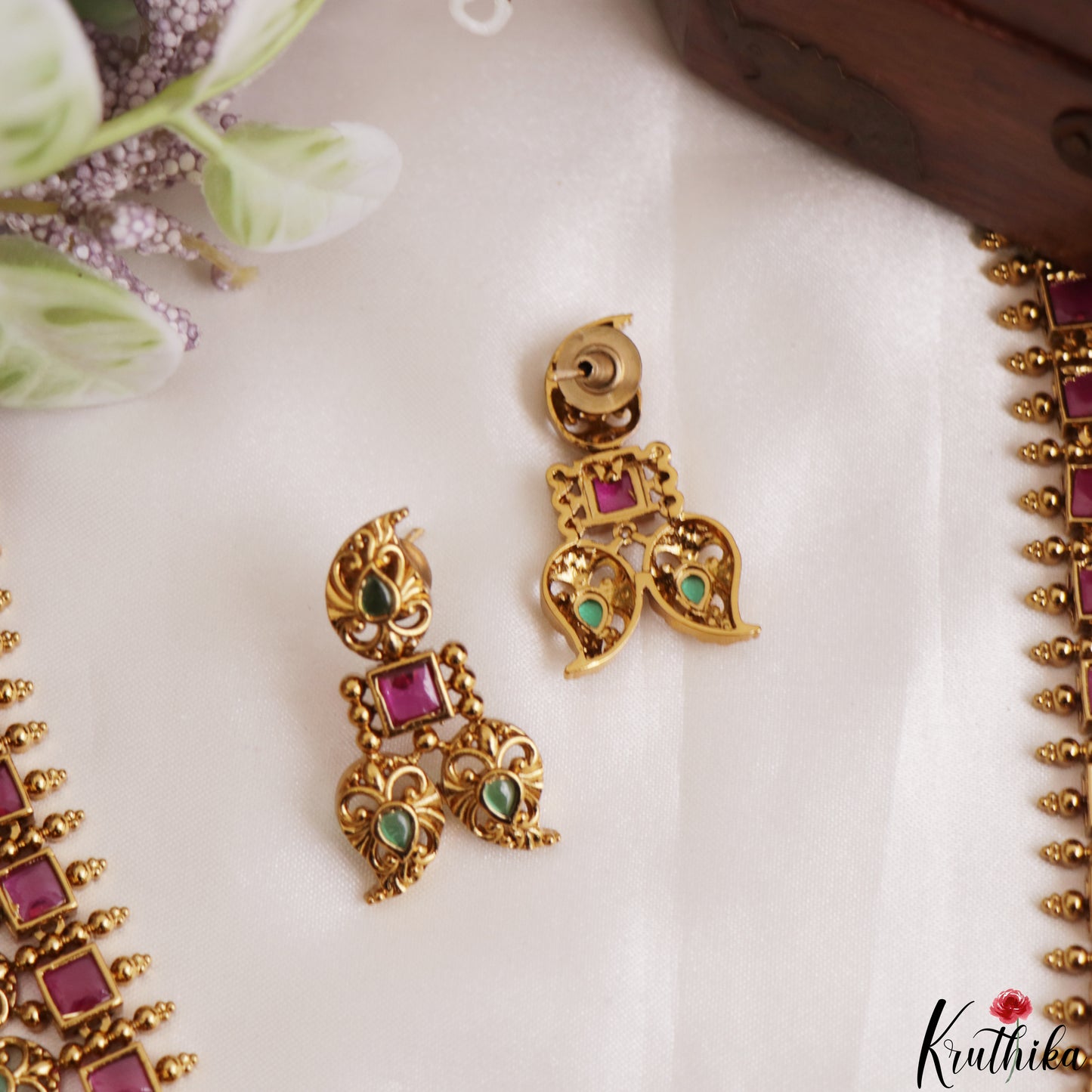 Classic Square Mango Motifs Jadau Necklace NC3181 (Available In 3 Colors)