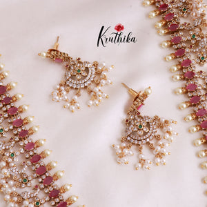 Beautiful AD Ruby Guttapoosalu Haaram LH1800