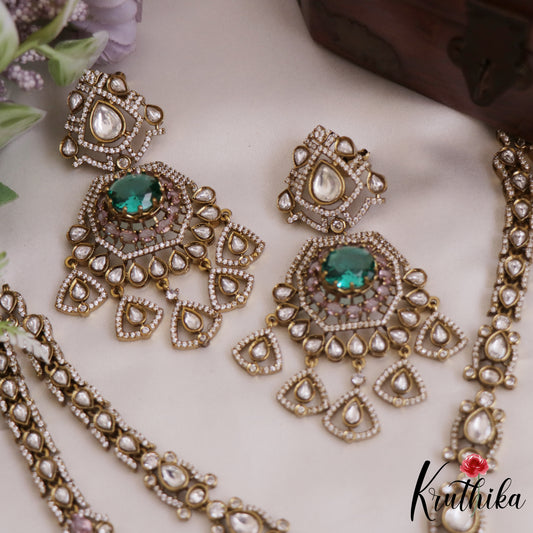 Sparkling AD Teardrop Motifs Multi Layer Victorian Necklace NC2700 (Available In 2 Colors)