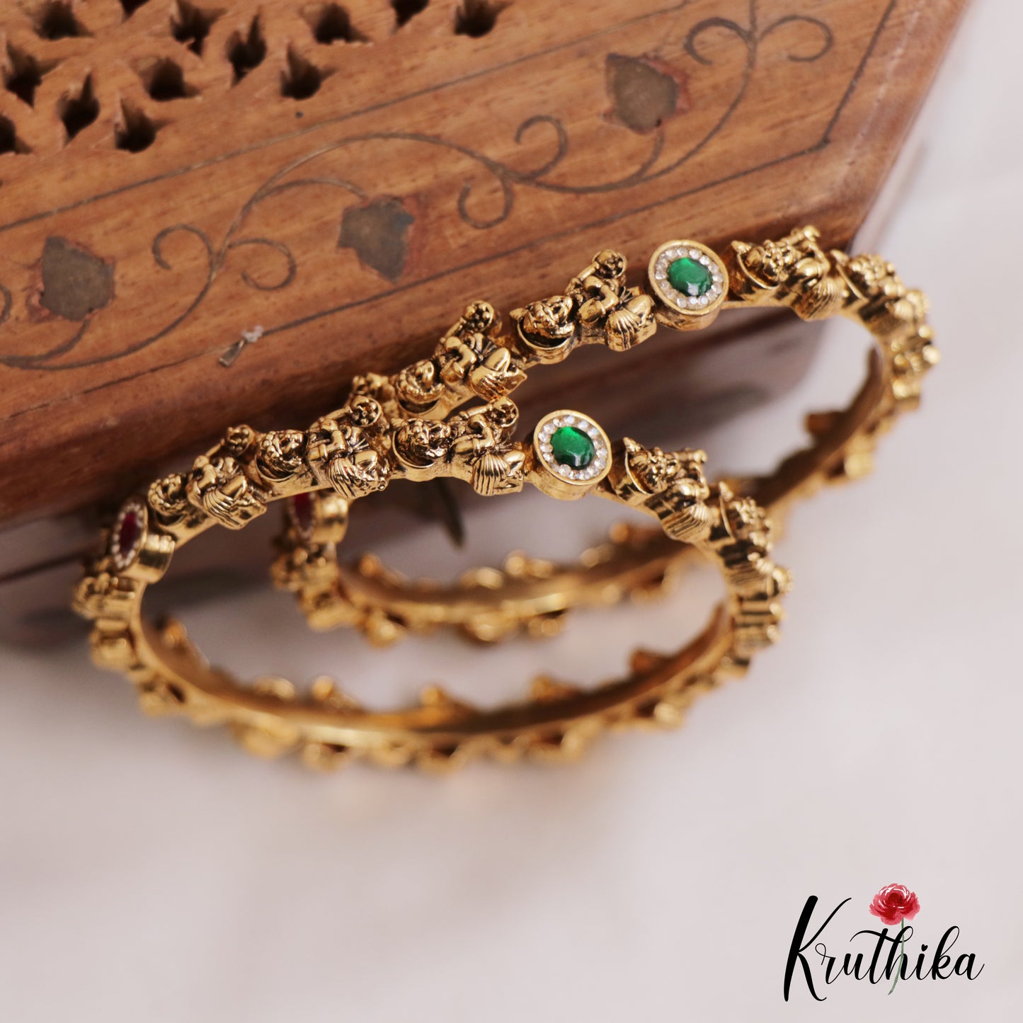 Stunning Antique Nagas Krishna Motifs Bangles B473 (Set of 2 Bangles)