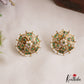 Elegant Pearl Border Floral Stud Earrings E1088 (Available In 3 Colors)