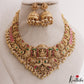 Premium Antique Nagas Lakshmi Peacock Motifs Jadau Necklace With Golden Bead Drops NC3107