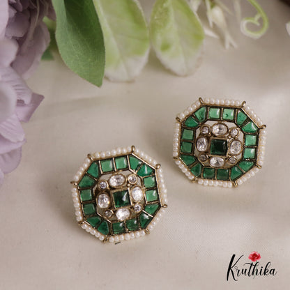 Elegant Geometric Shaped Jadau Earrings E796