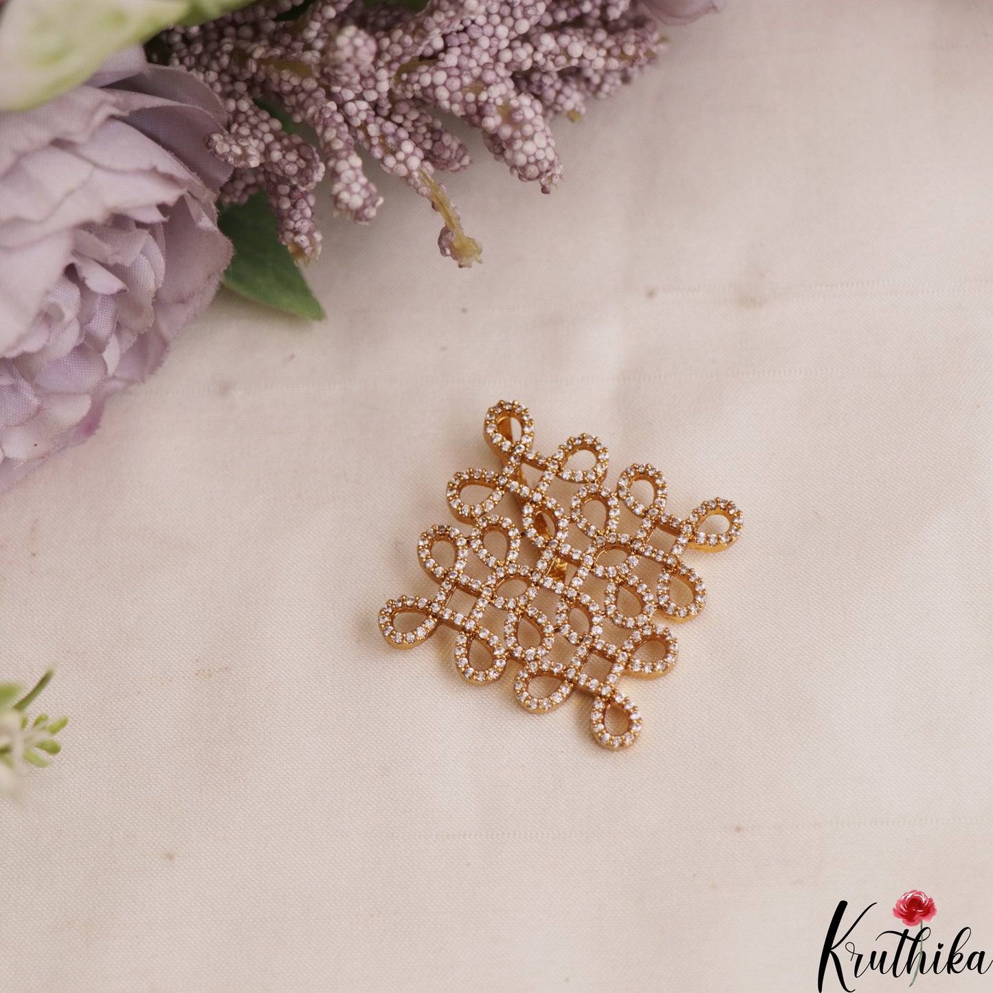 Classic Gold-Toned AD Muggu Pendant Set PS290