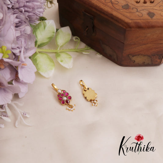 Beautiful Jadau Floral Earcuffs | Upper Earrings | Bugadi Earrings With Pearl Drops E831