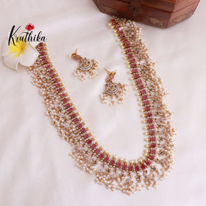 Beautiful AD Ruby Guttapoosalu Haaram LH1800