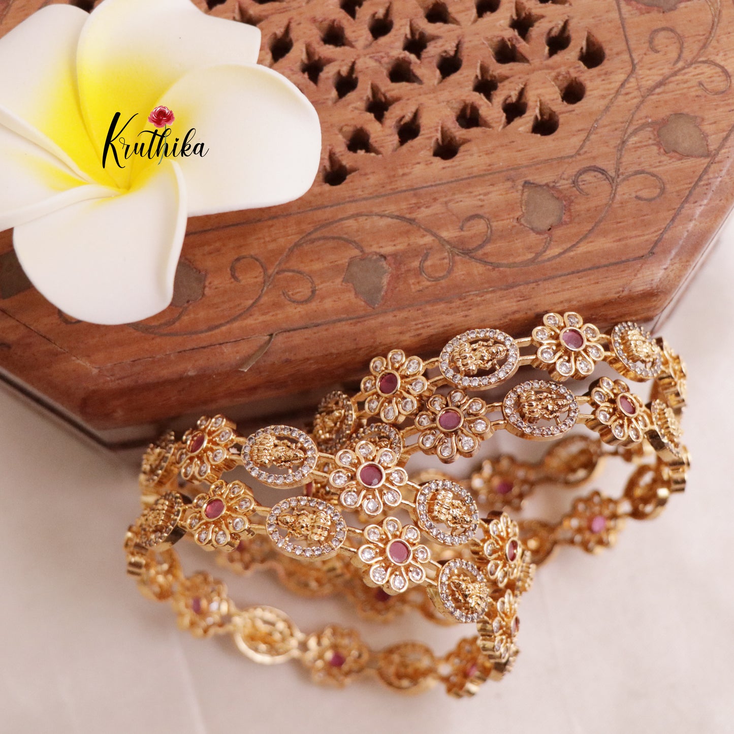 Beautiful Lakshmi Flower Bingels Set of 4 B175