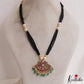 Classic Floral Jadau Pendant With Multi Layered Black Beads Chain NC2962