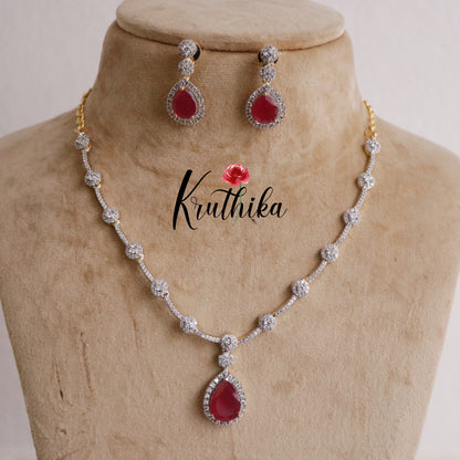 Elegance CZ Sparking Necklace with Pendant Drop NC2169  (Available in 3 Colours)