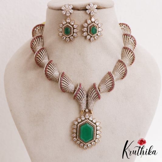Stunning Diamond-Finish Gold-Tone AD Necklace NC2797