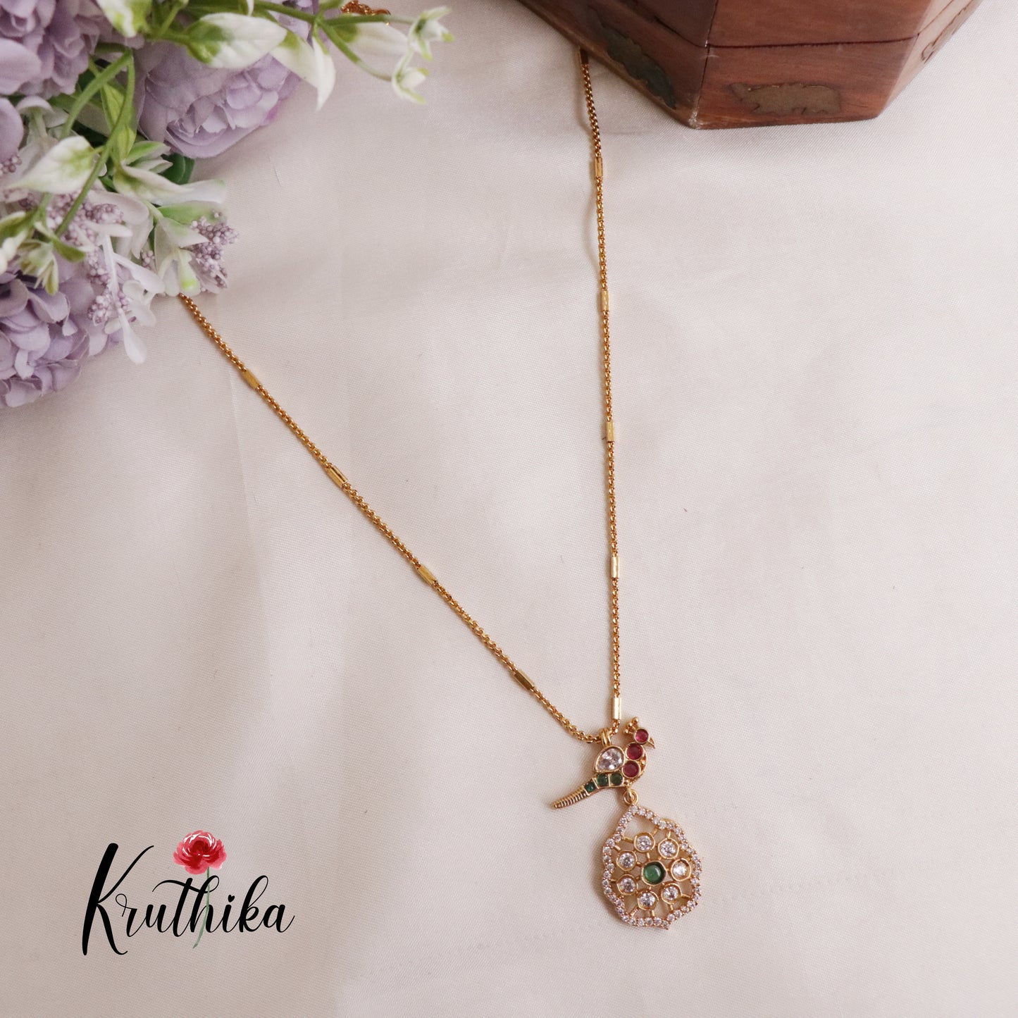 Simple Peacock Charm Pendant Chain Set NC2123