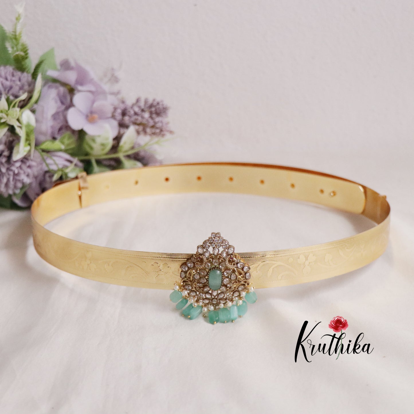 Beautiful AD Sparkling Bead Drops Victorian Pendant Vaddanam  V265 (Available in 4 Colours)