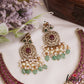 Gorgeous Peacock Motifs AD Choker With Pearl Bead Drops NC2798