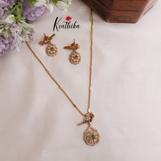 Simple Peacock Charm Pendant Chain Set NC2123